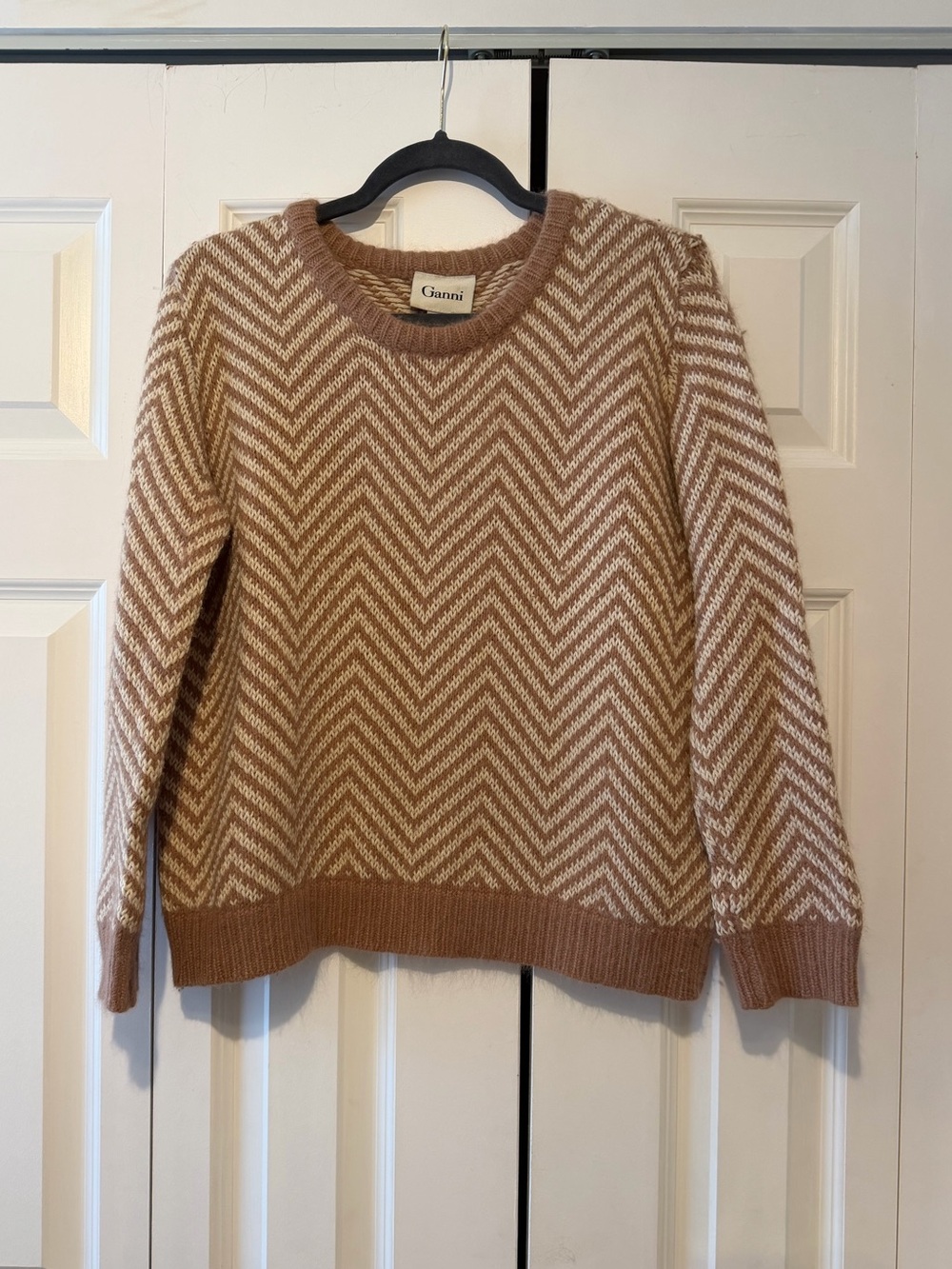 Ganni Crewneck Sweater in
Brown & Cream